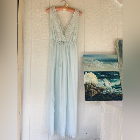 vintage No tag Other - Lace Trimmed Vintage Night Gown - Soft Blue Small